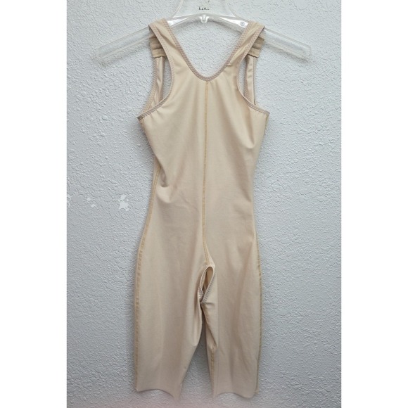 Isavela Comprexxwear Small Beige Mid Thigh Compression Bodysuit Shapewear - Picture 2 of 7